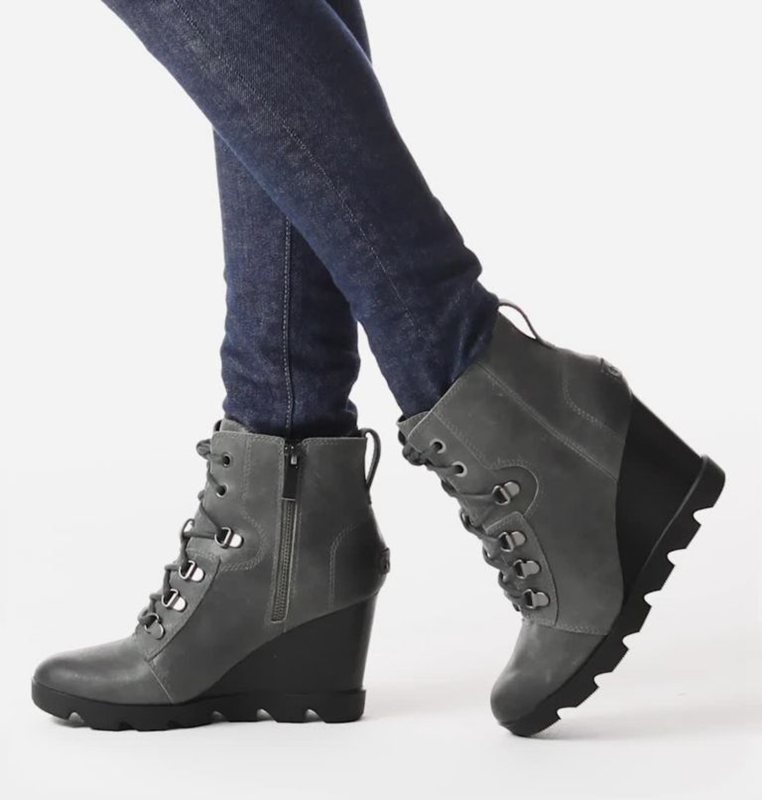 Womens Wedges Dark Grey - Sorel Joan Uptown™ Lace Bootie - 053976-MLN